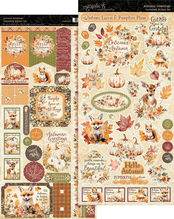 Graphic 45 Autumn Greetings Cardstock Sticker Set