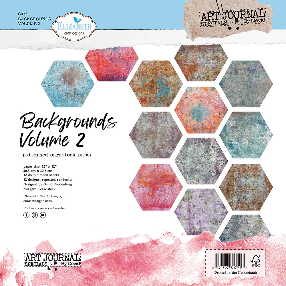 Elizabeth Craft Designs Backgrounds Volume 2 12” x 12” Paper Pack