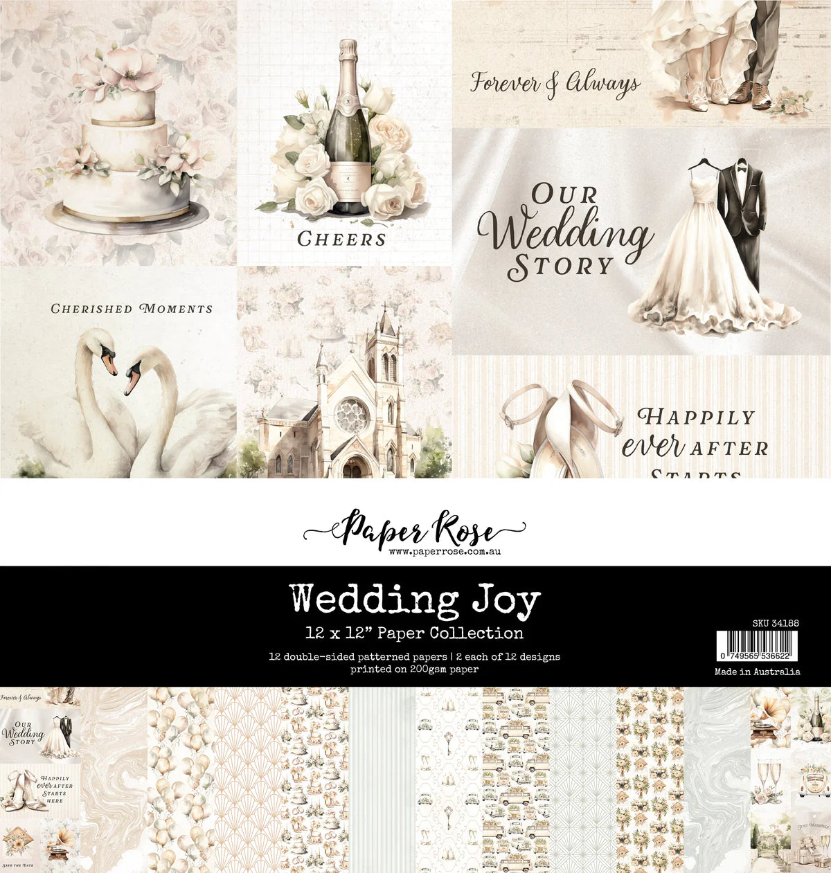 Paper Rose Studio Wedding Joy 12x12 Paper Collection