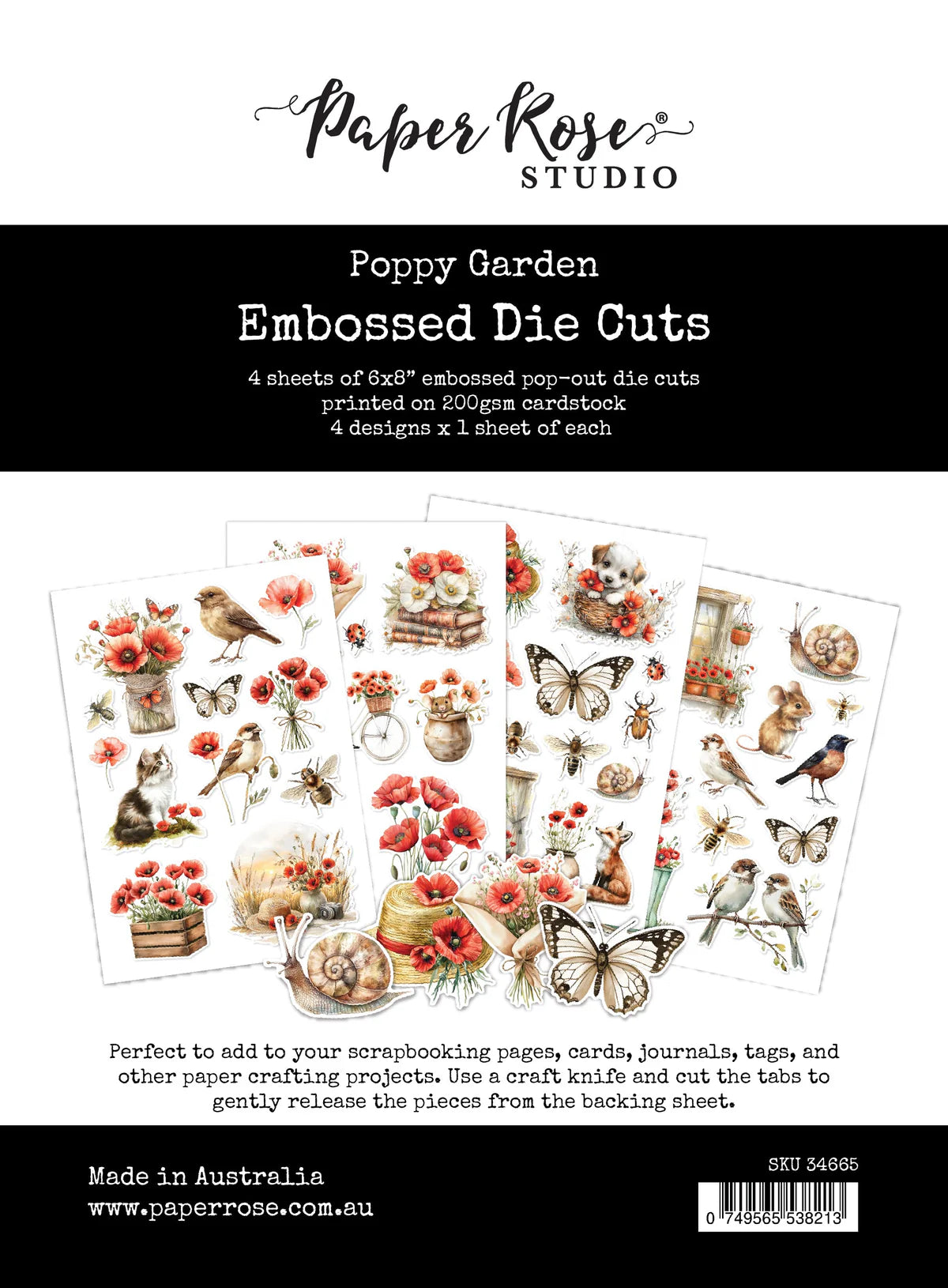 Paper Rose Studio Poppy Garden Embossed Die Cuts