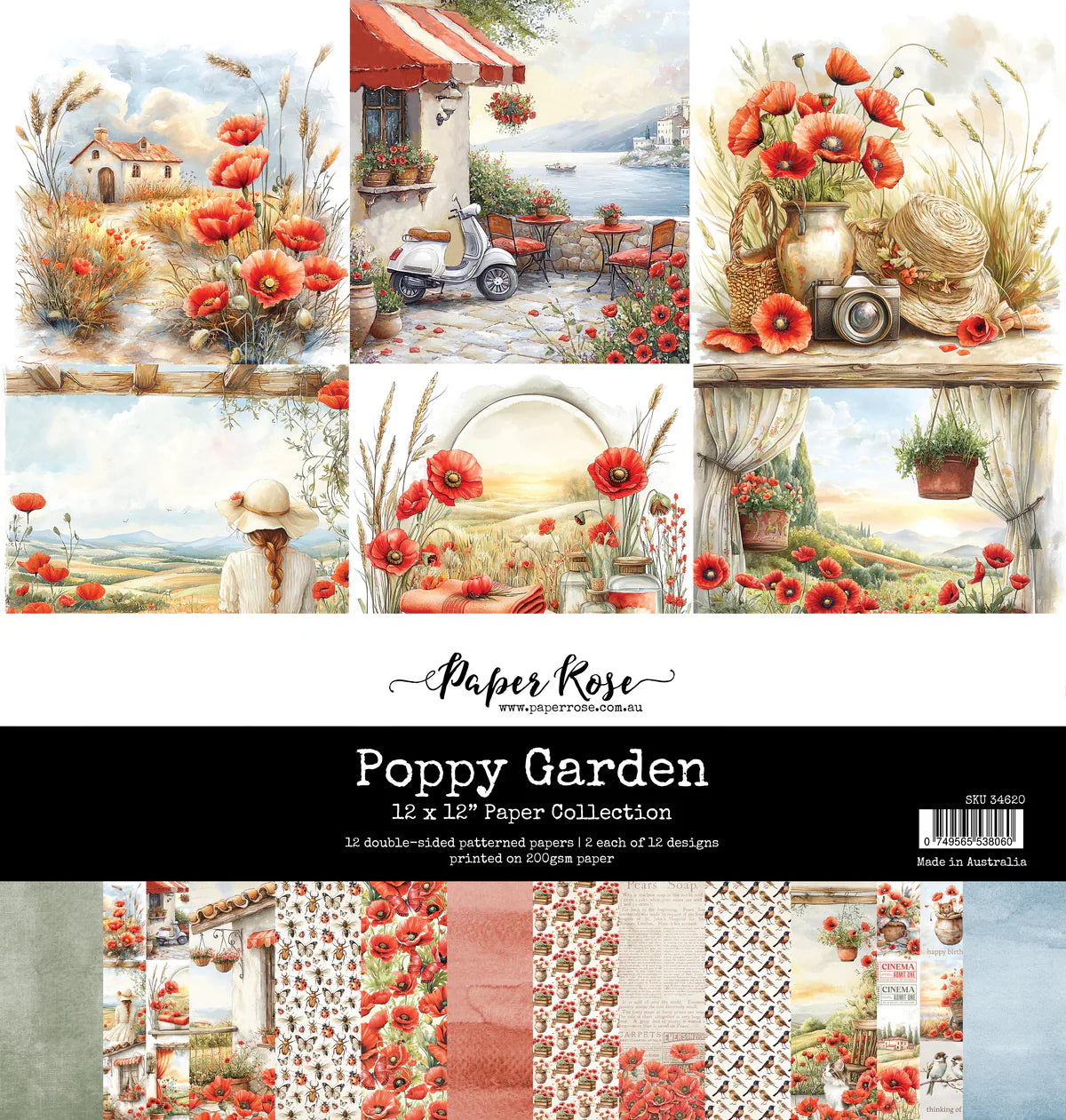 Paper Rose Studio Poppy Garden 12x12 Paper Collection