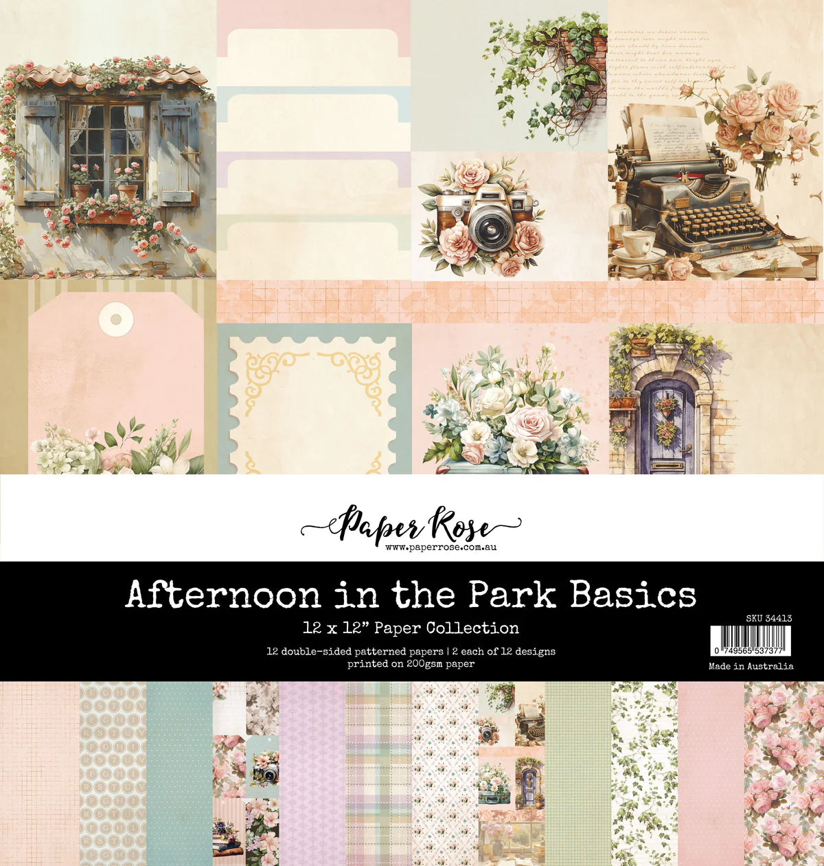 Paper Rose Studio Afternoon in the Park Basics 12x12 Paper Collection