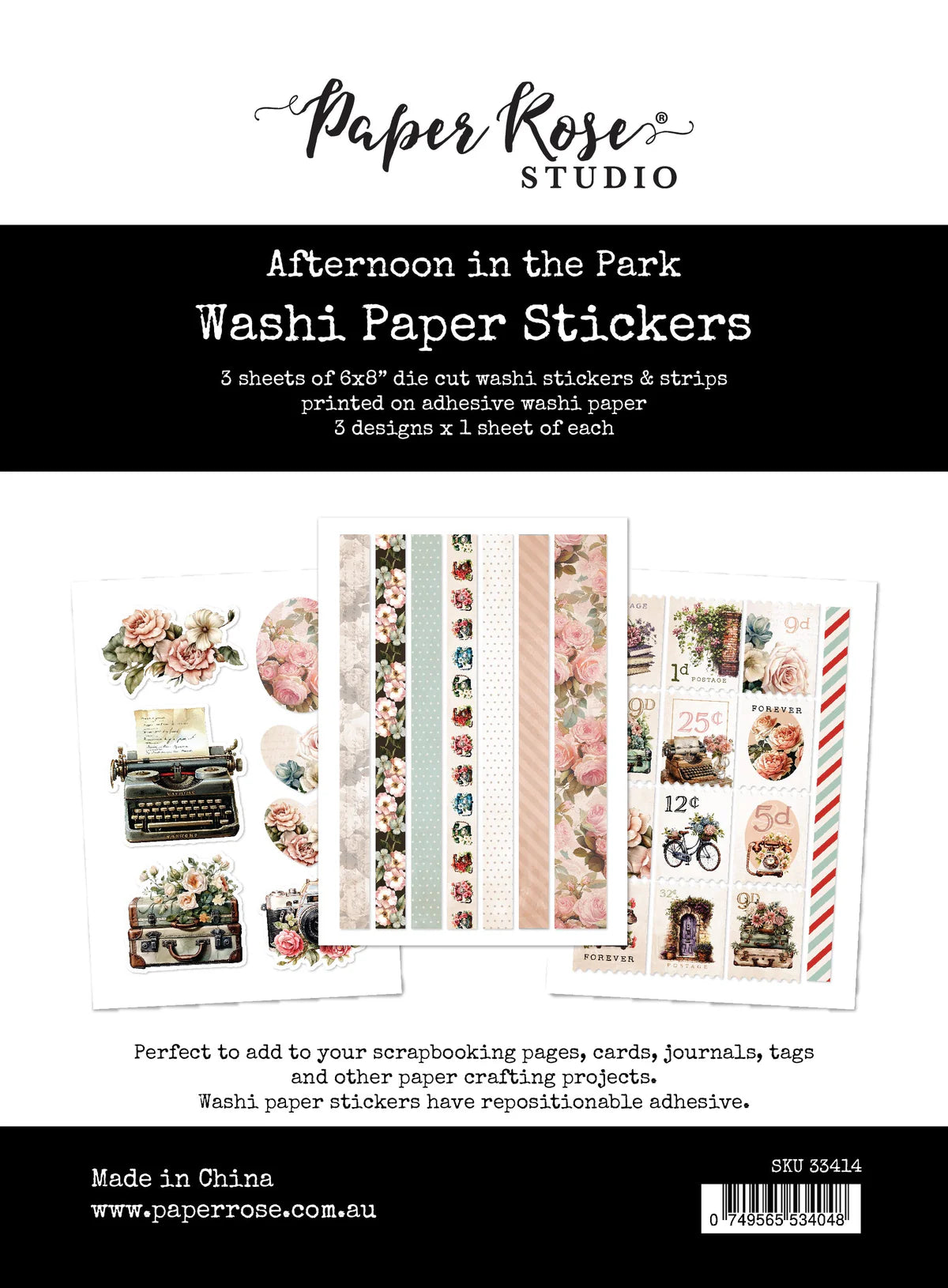Paper Rose Studio Afternoon in the Park Washi Tape Stickers
