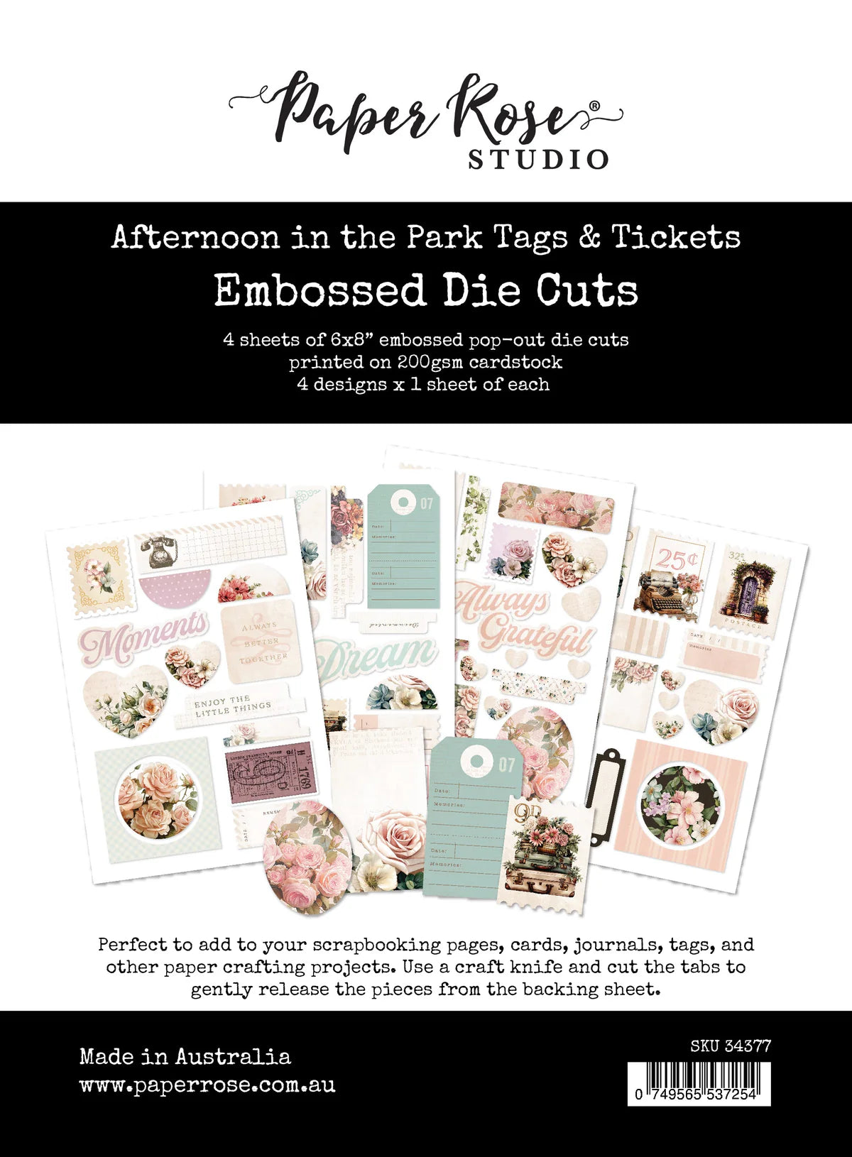 Paper Rose Studio Afternoon in the Park Tags & Tickets Embossed Die Cuts