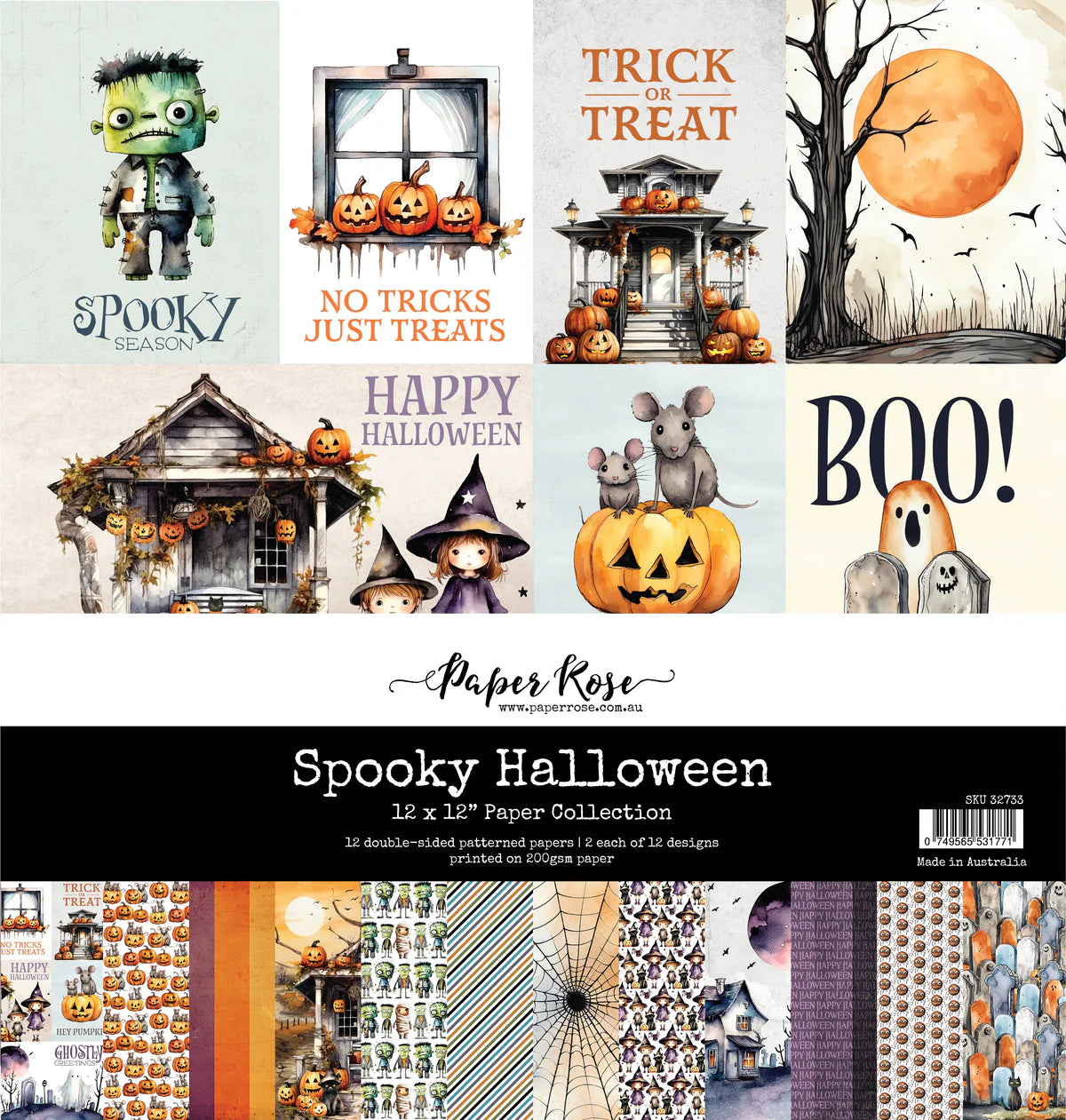 Paper Rose Studio Spooky Halloween 12x12 Paper Collection
