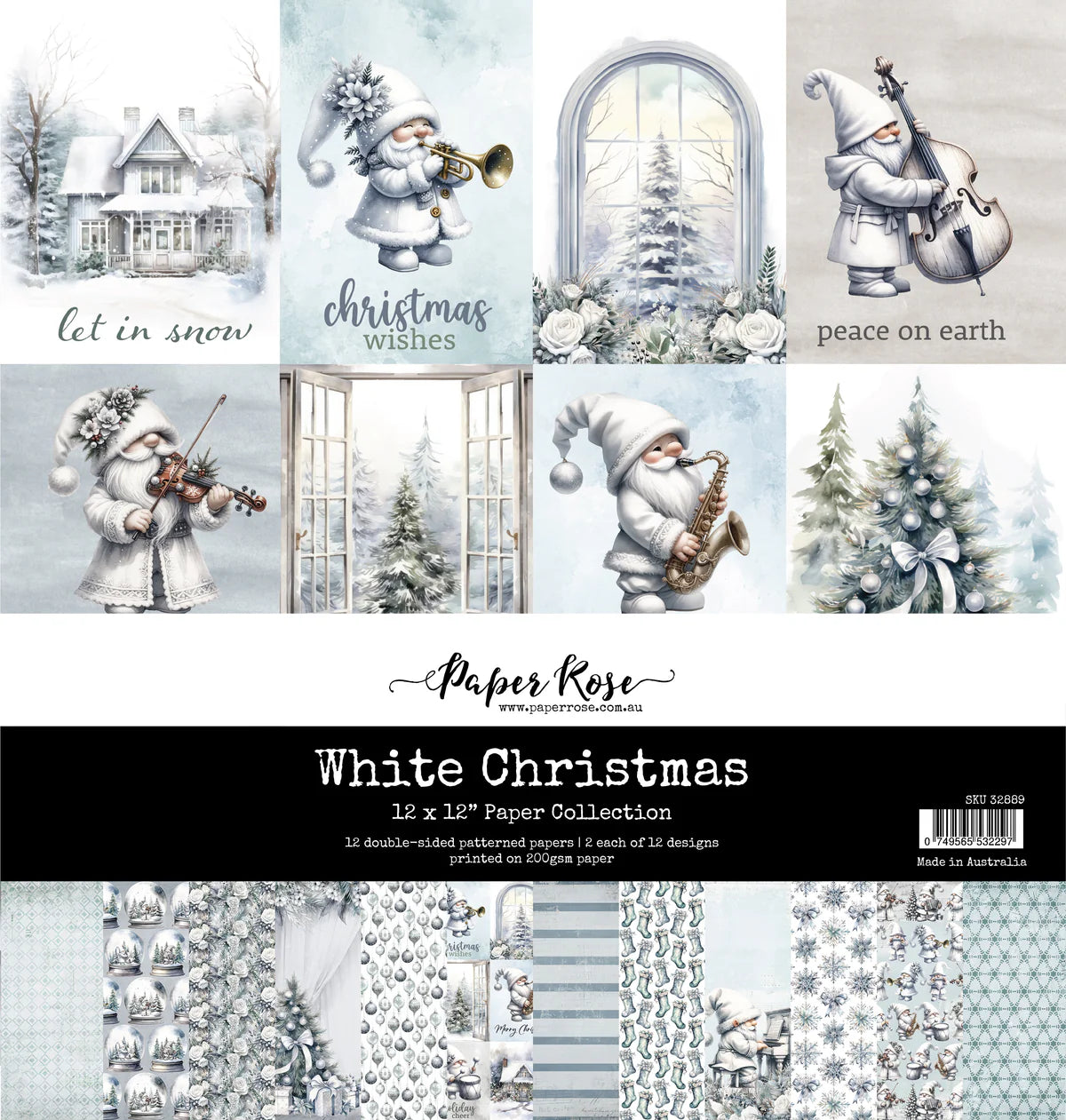 Paper Rose Studio White Christmas 12x12 Paper Collection