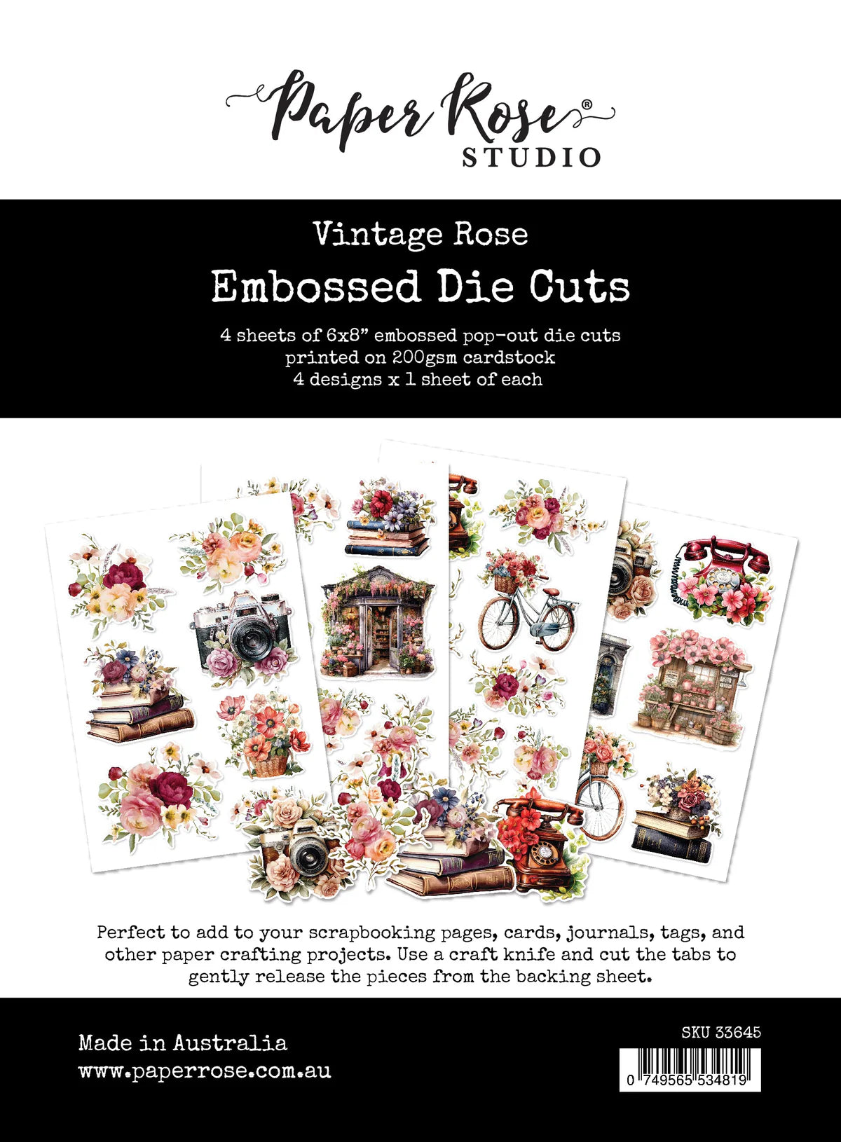 Paper Rose Studio Vintage Rose Embossed Die Cuts