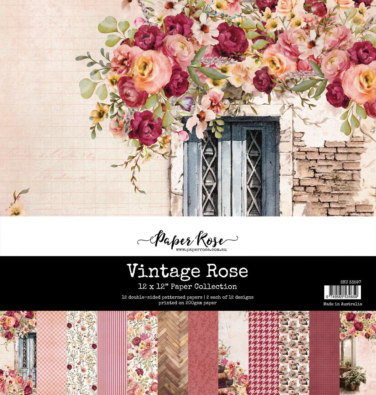 Paper Rose Studio Vintage Rose 12x12 Paper Collection