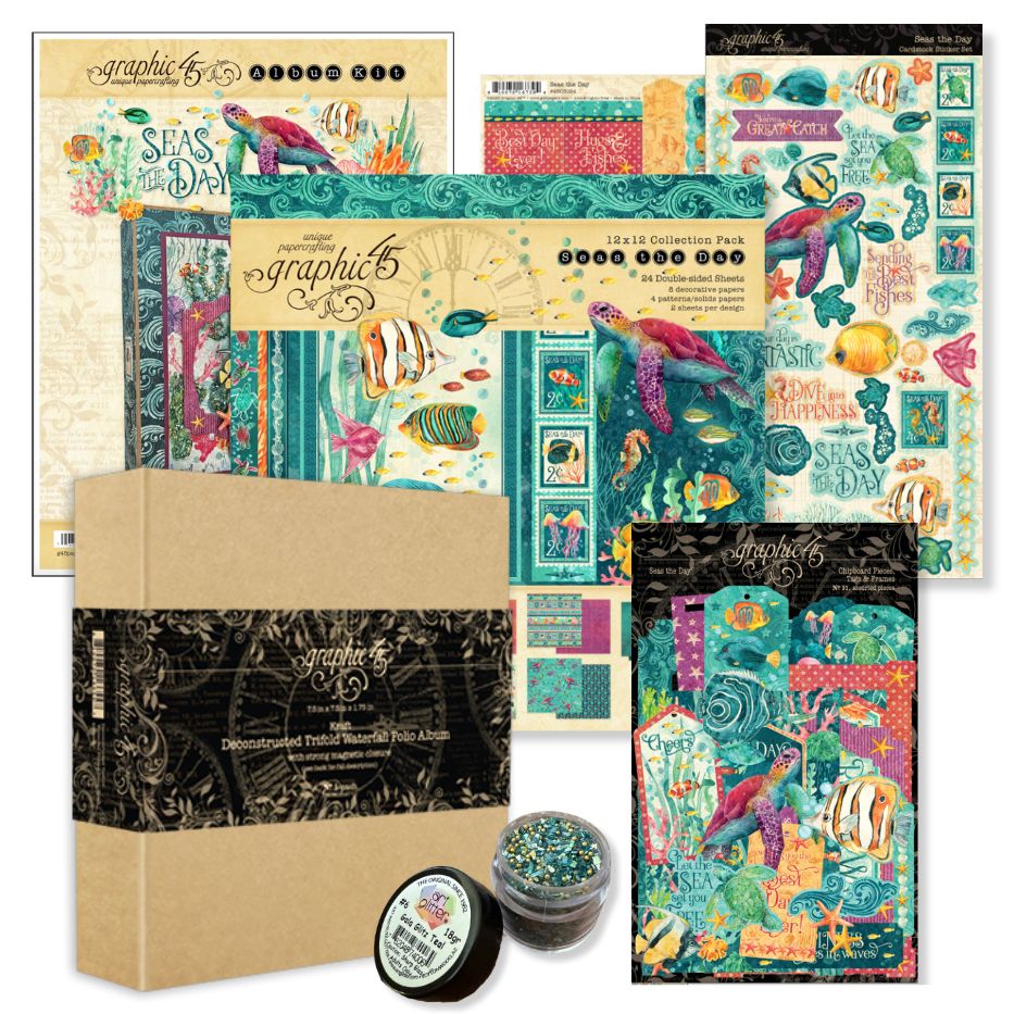 Graphic 45 Seas the Day - Tri-Fold Waterfall Album 2025 Kit 5