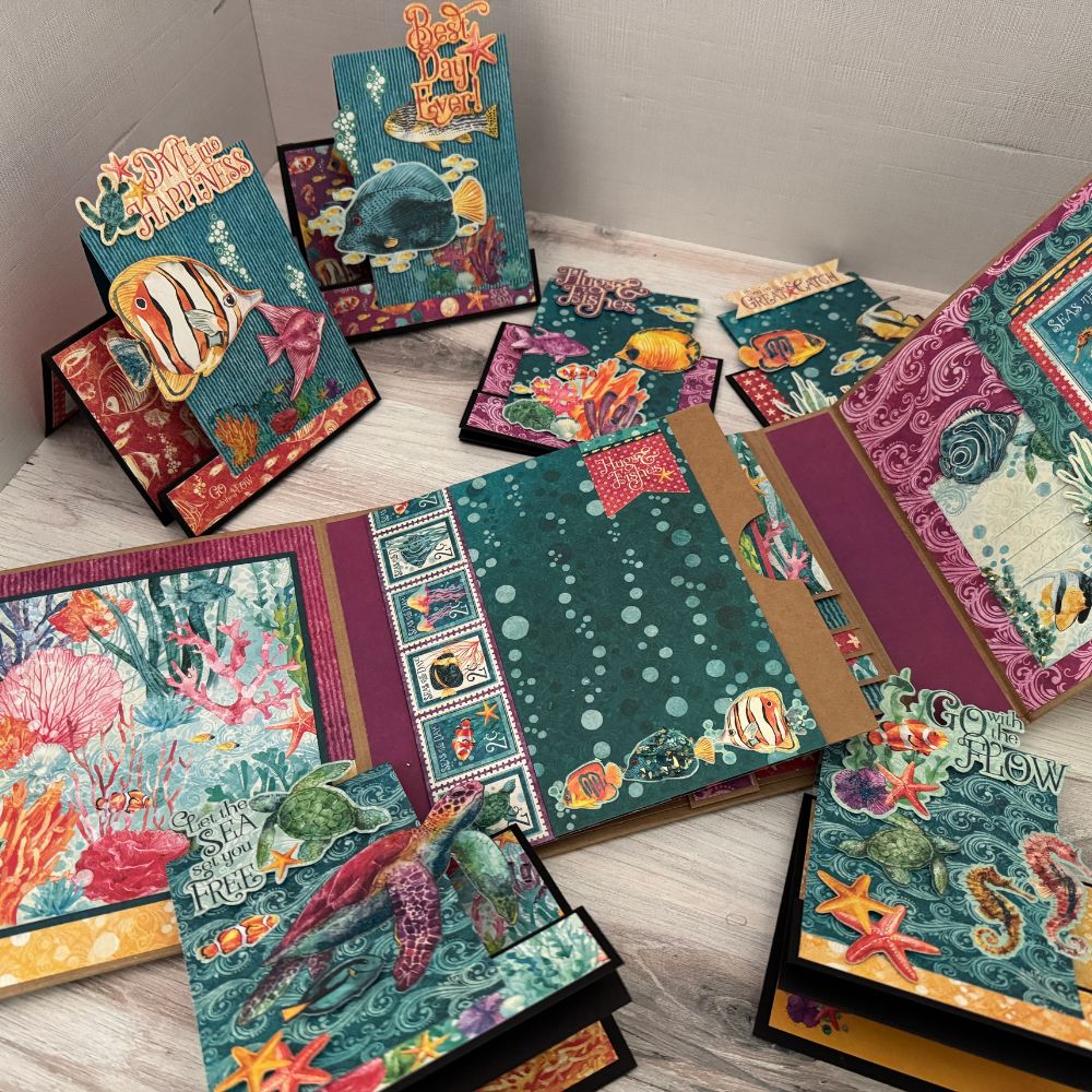 Graphic 45 Seas the Day - Tri-Fold Waterfall Album 2025 Kit 5