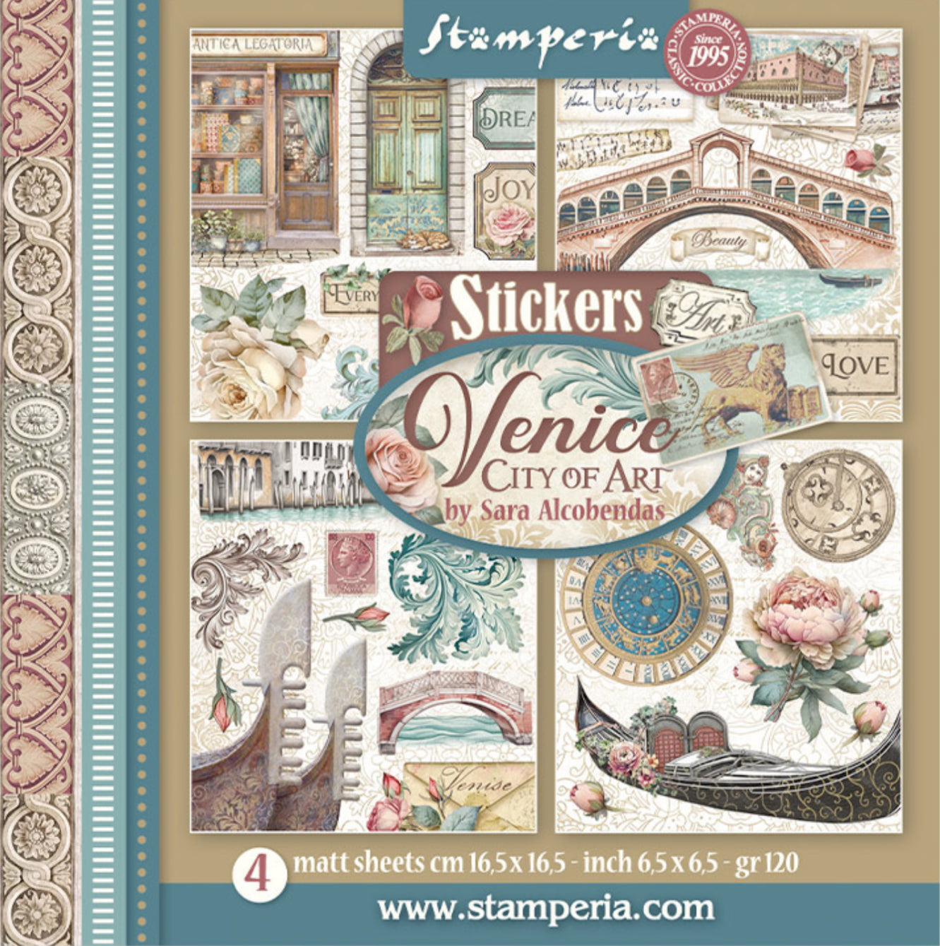 Stamperia Venice Stickers (4 Sheets)
