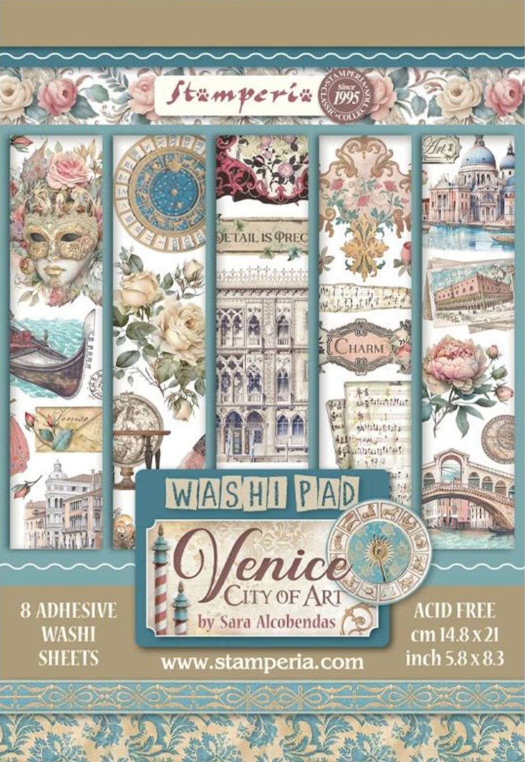 Stamperia Venice Washi Pad (8 Sheets)