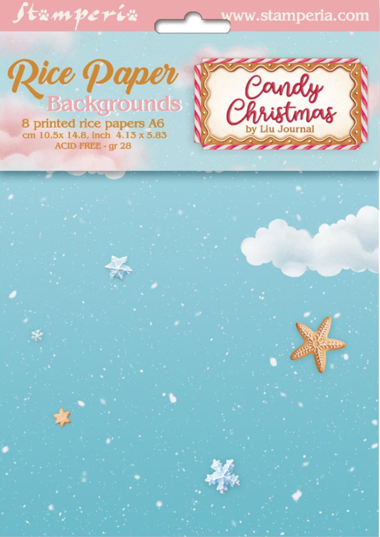 Stamperia Candy Christmas Backgrounds A6 Rice Papers (8/Pk)