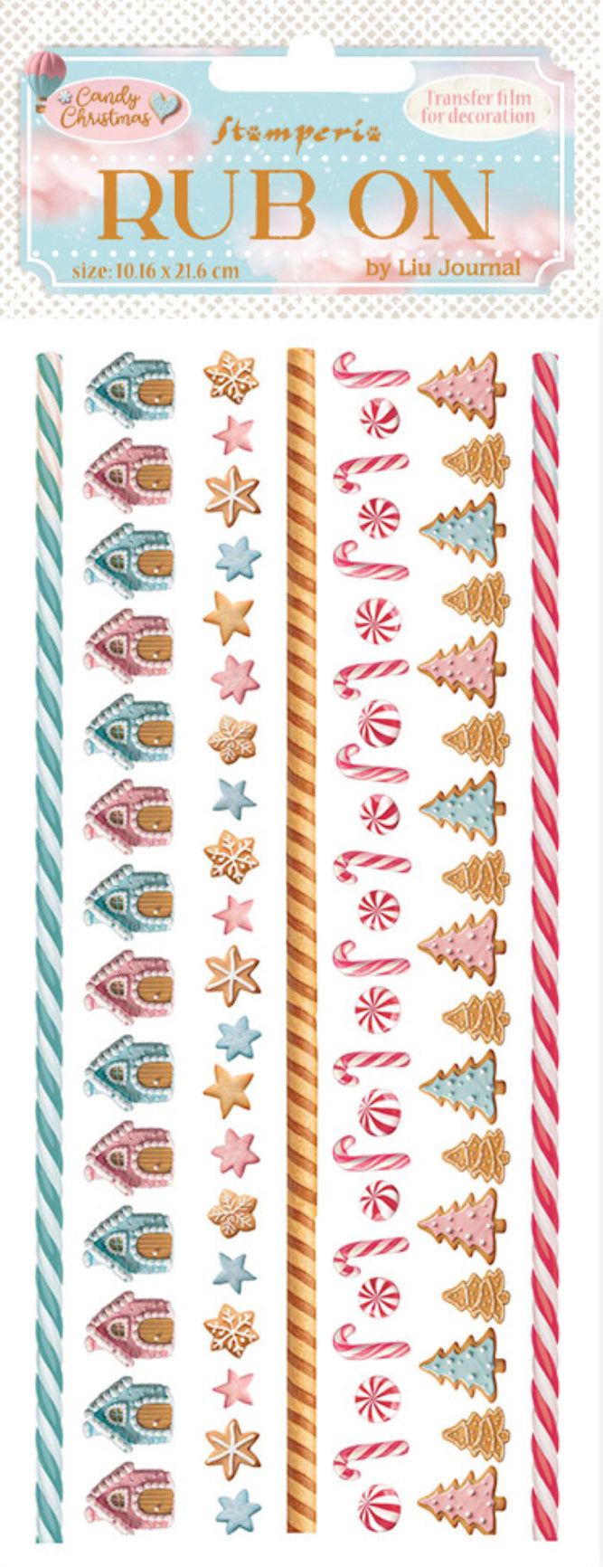 Stamperia Candy Christmas Rub On - Stripes