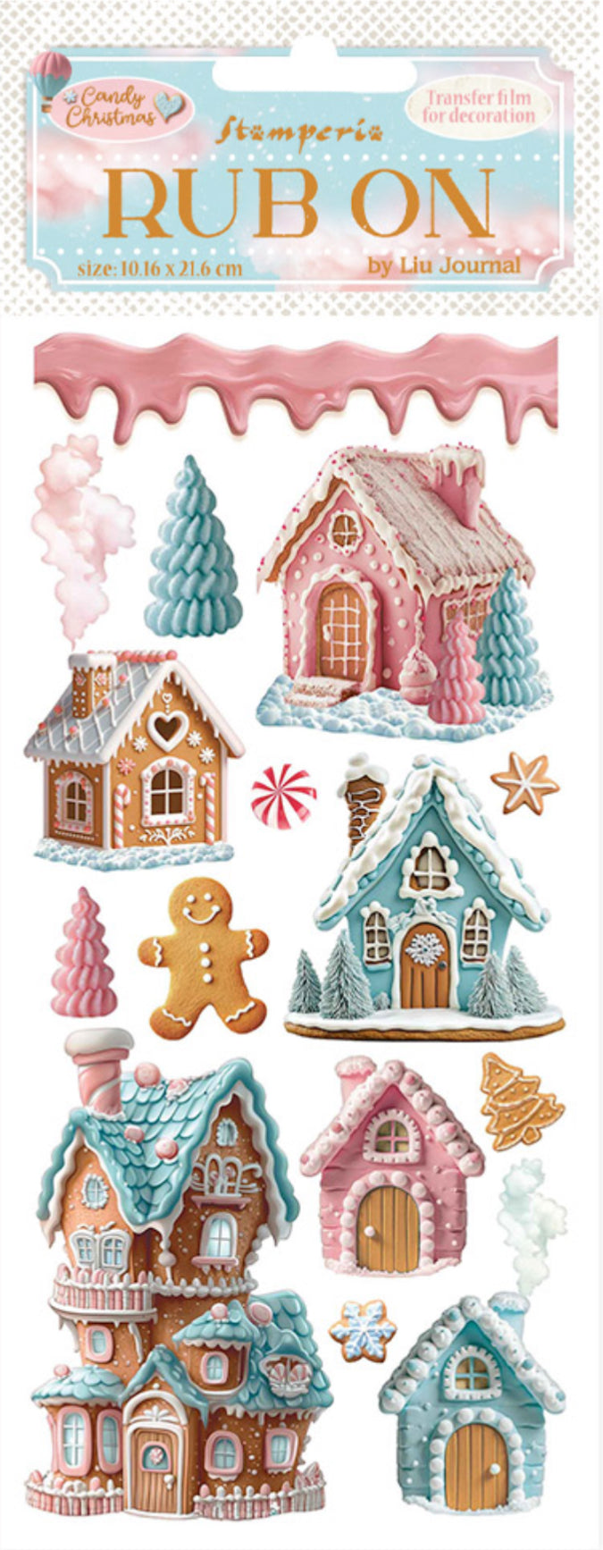 Stamperia Candy Christmas Rub On - Marzipan Houses