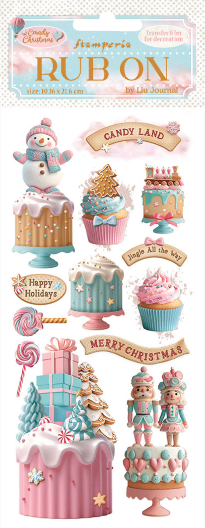 Stamperia Candy Christmas Rub On - Cakes