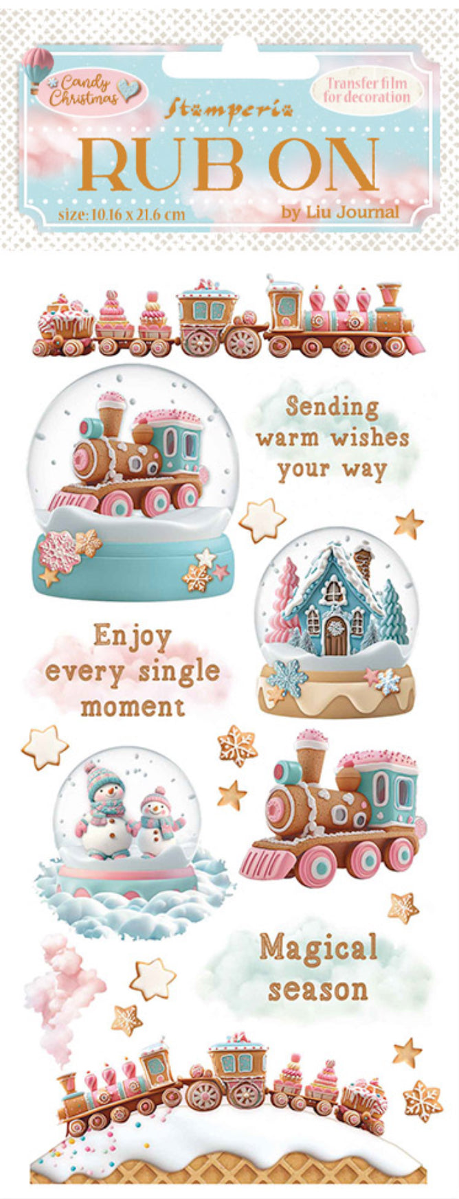 Stamperia Candy Christmas Rub On - Snowglobes