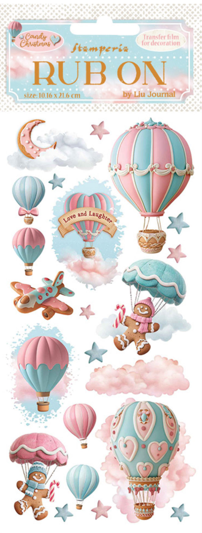Stamperia Candy Christmas Rub On - Air Balloons