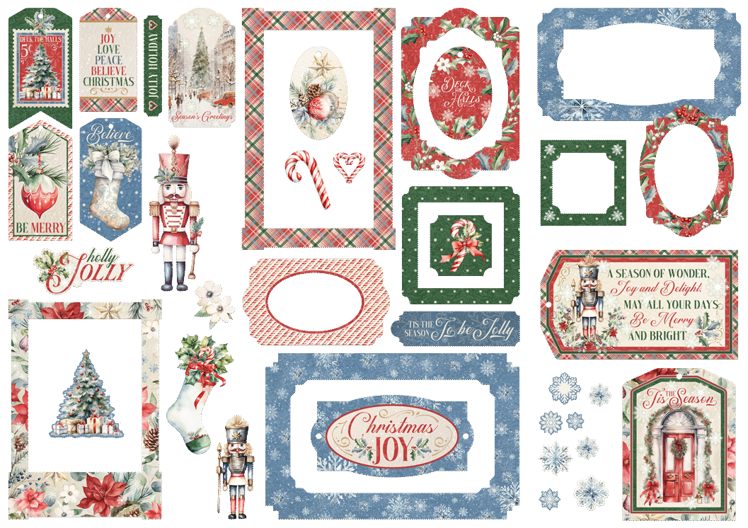 Graphic 45 Deck the Halls Chipboard Pieces, Tags & Frames
