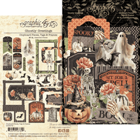 Graphic 45 Ghostly Greetings Chipboard Pieces, Tags & Frames
