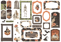 Graphic 45 Ghostly Greetings Chipboard Pieces, Tags & Frames