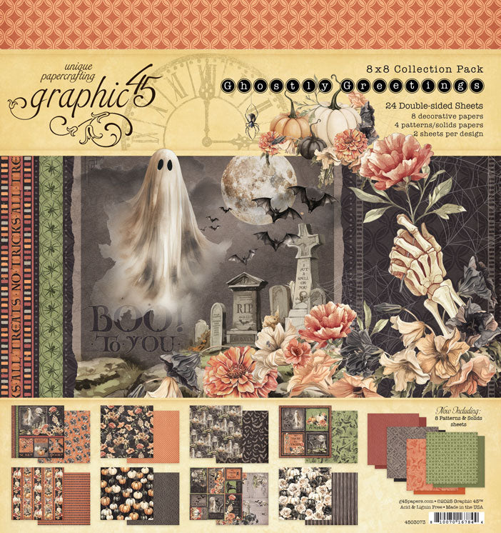 Graphic 45 Ghostly Greetings 8” x 8” Collection Pack