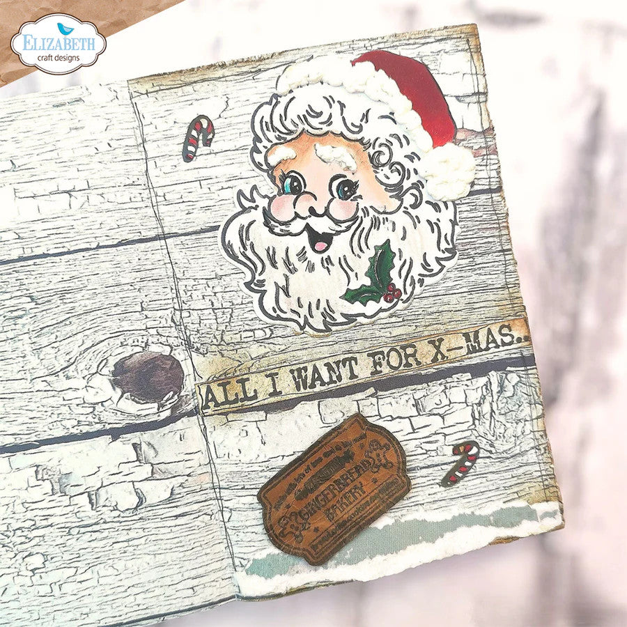 Elizabeth Craft Designs Juego de sellos de Papá Noel de diciembre para recordar
