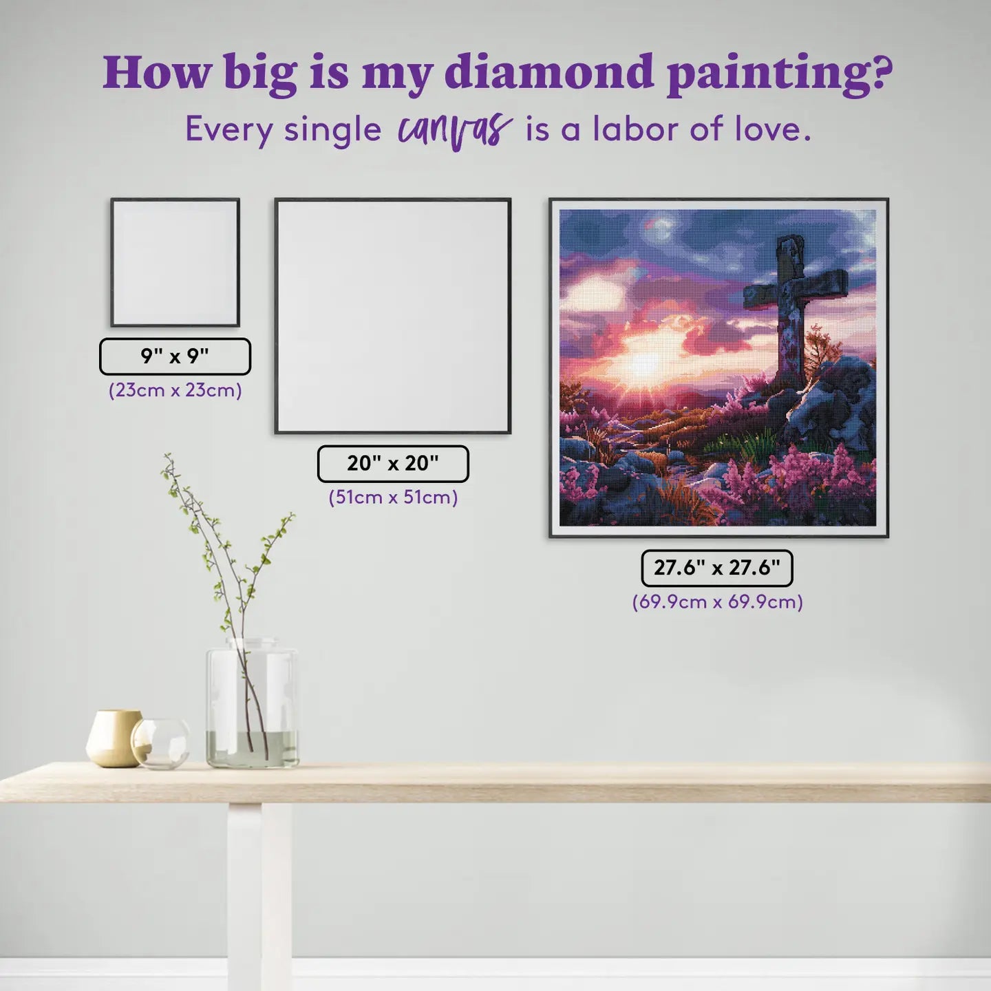 Diamond Art Club SQUARES Cross in the Clouds