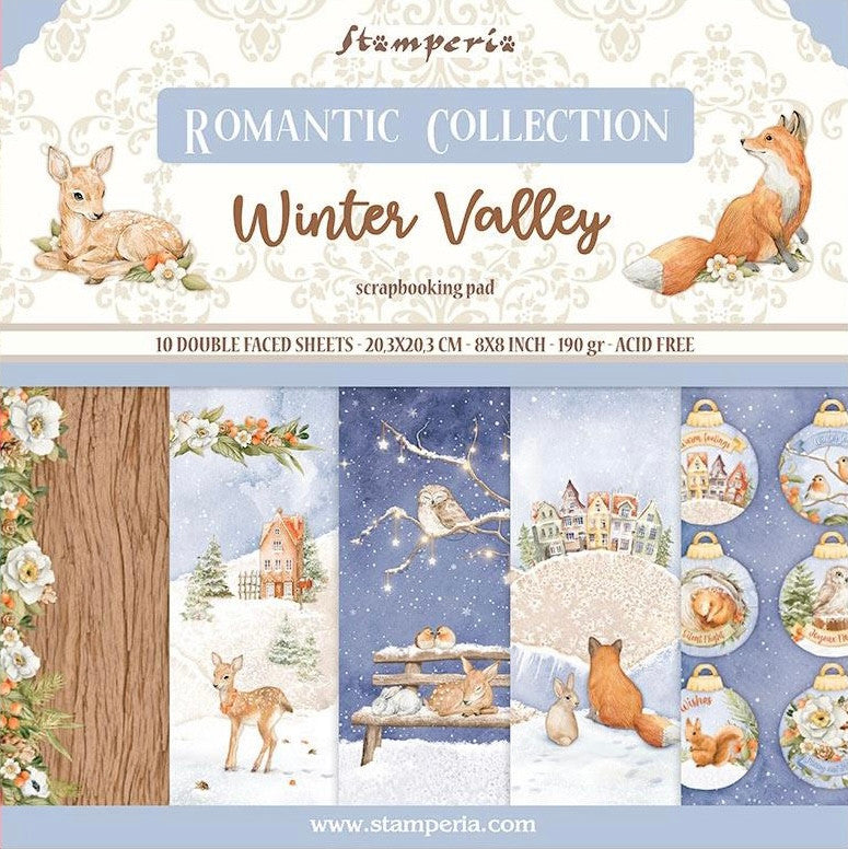 Colección de papel Stamperia Winter Valley de 8" x 8"