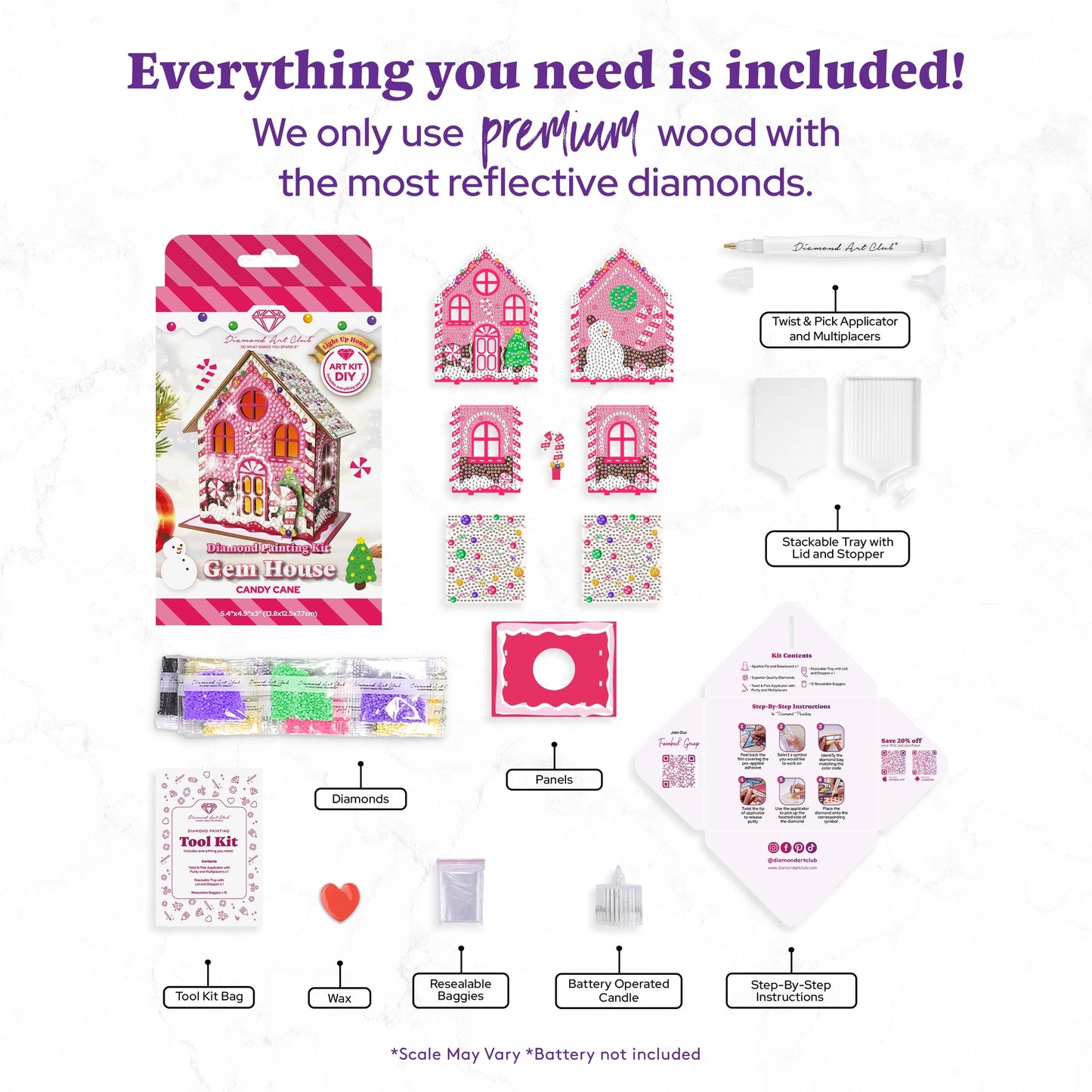 Diamond Art Club LED 3D Gem House - Candy Cane