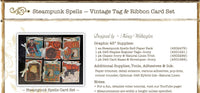 Gráfico 45 hechizos Steampunk - Conjunto de tarjetas con cinta y etiqueta vintage