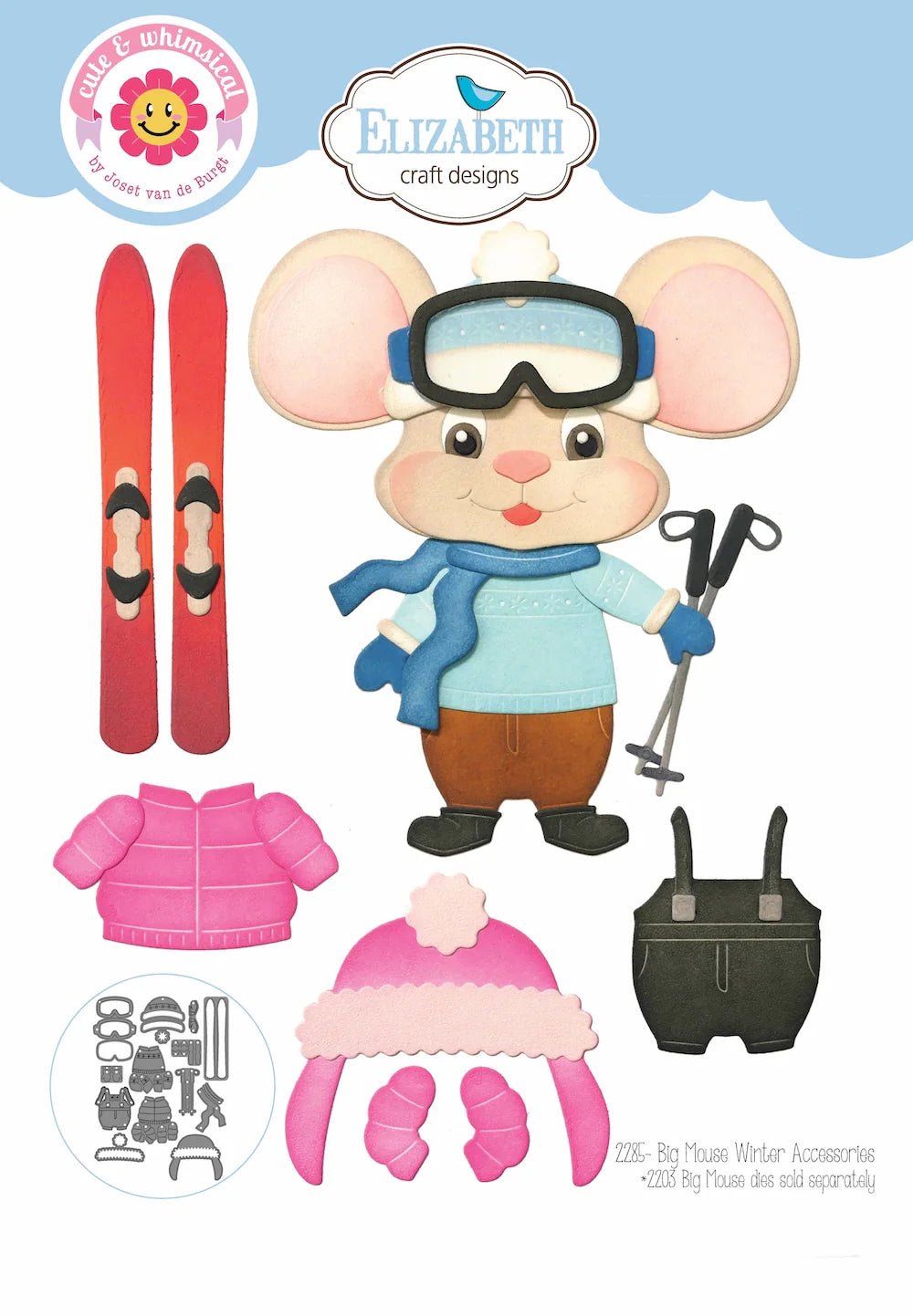 Elizabeth Craft Designs Big Mouse Winter Accessories Metal Die Set