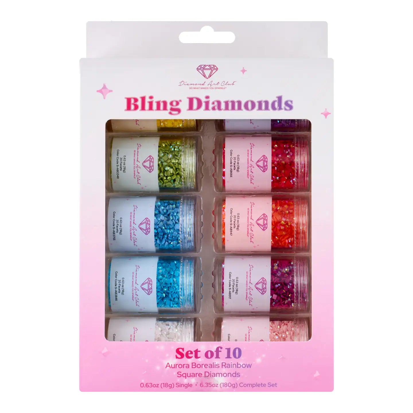 Diamond Art Club Bling Diamonds - Aurora Borealis Rainbow Square (Set of 10)