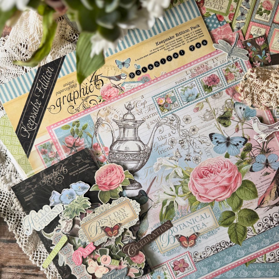 Graphic 45 Botanical Tea - Keepsake Kit (with Exclusive Metal Die Set)