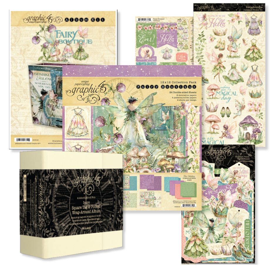 Graphic 45 Fairy Boutique - Tag & Pocket Wrap-Around Album 2025 Kit 6