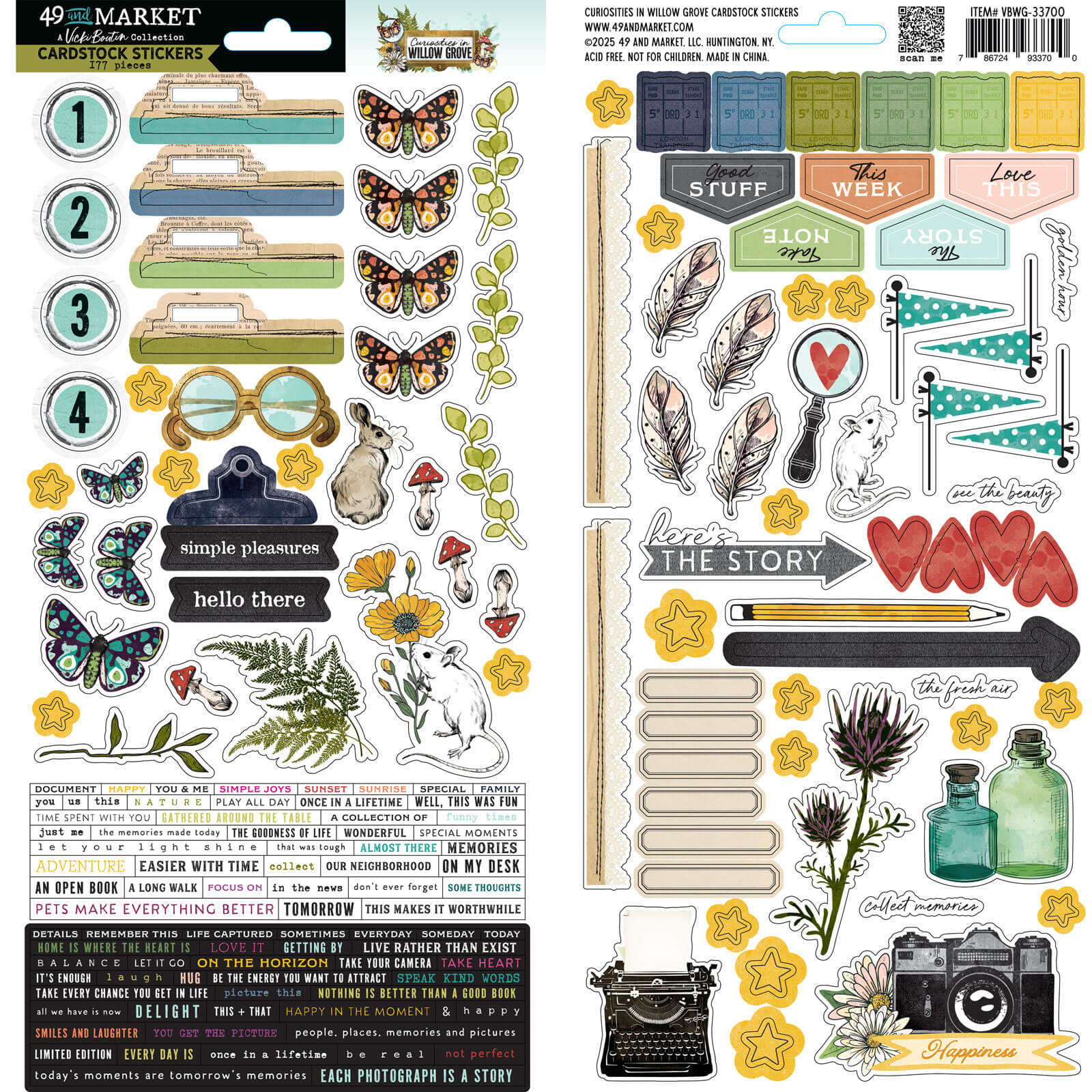 49 & Market Curiosities in Willow Grove Cardstock Stickers