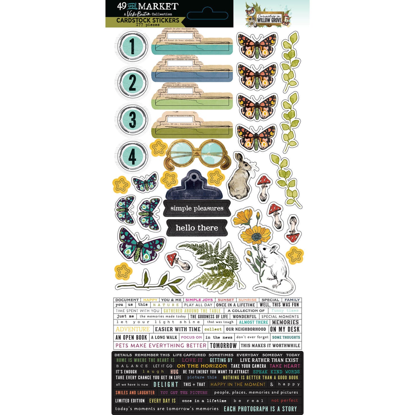 49 & Market Curiosities in Willow Grove Cardstock Stickers
