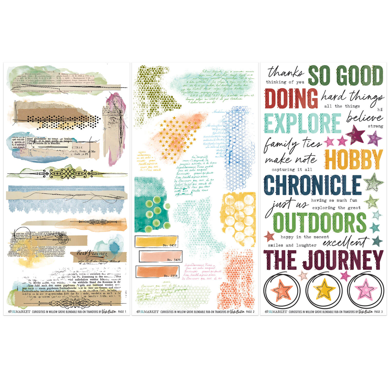 49 & Market Curiosities in Willow Grove Blendable 6 x 12 Rub-On Transfer Set
