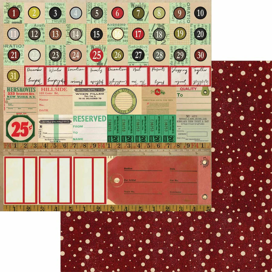 Elizabeth Craft Designs Christmas Field Notes 12” x 12” Paper