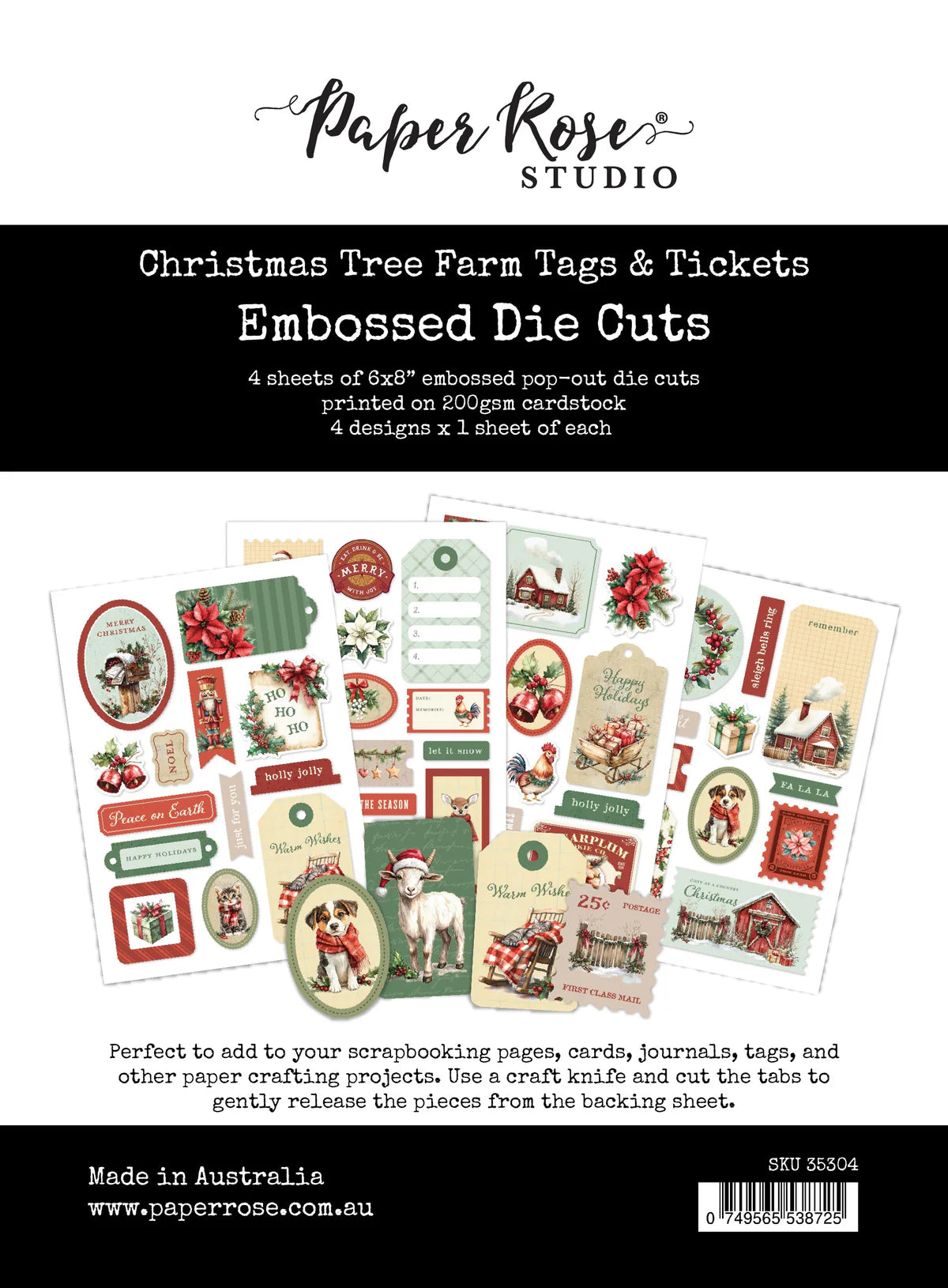 Paper Rose Studio Christmas Tree Farm Tags & Tickets Embossed Die Cuts
