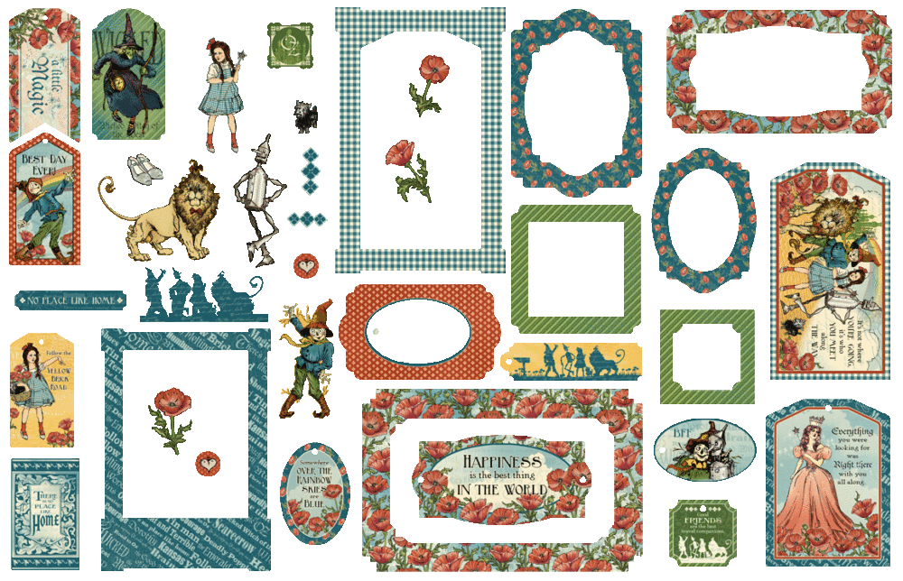 Graphic 45 Wonder of Oz Chipboard Pieces, Tags & Frames