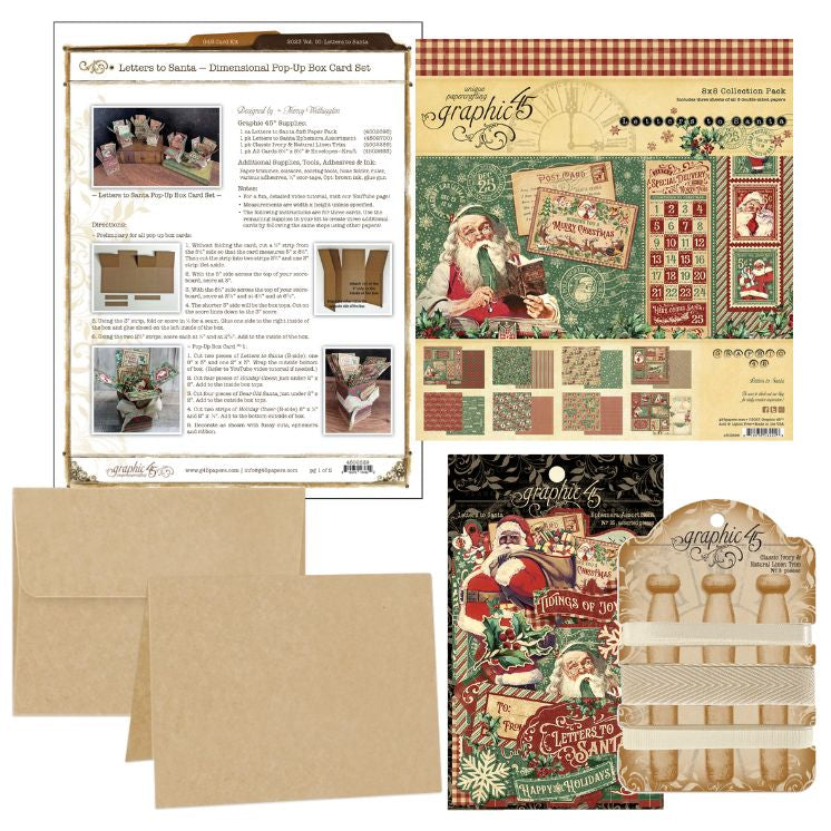 Graphic 45 Letters to Santa Dimensional Pop-Up Box Card Set Monthly Kit 2023 Vol 10 *Online Only*