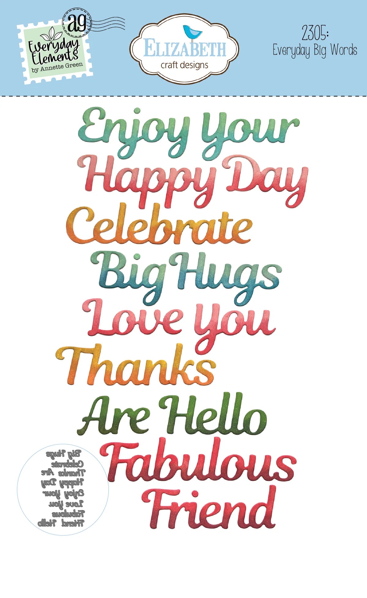 Elizabeth Craft Designs Everyday Big Words Metal Die Set