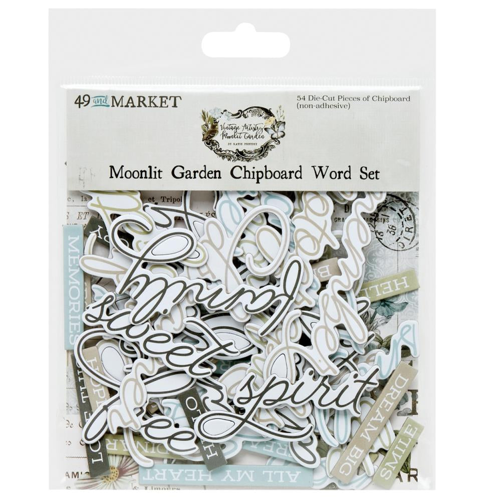49 & Market Vintage Artistry Moonlit Garden Chipboard Word Set