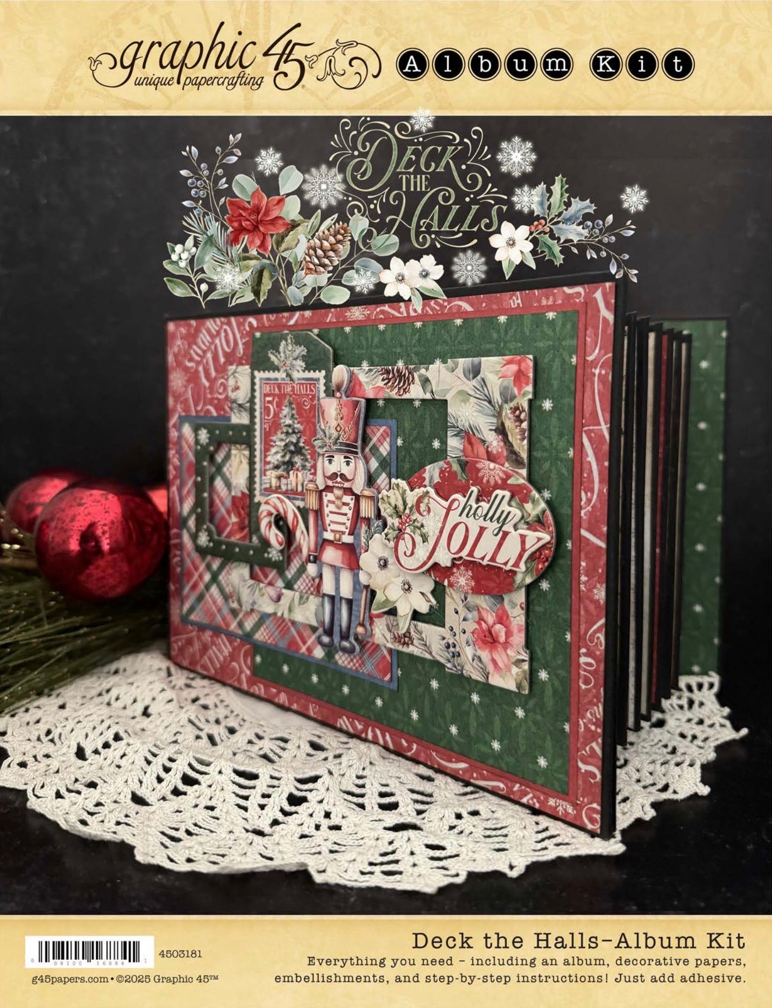 Graphic 45 Deck the Halls - Policy Envelope Album 2025 Kit 8