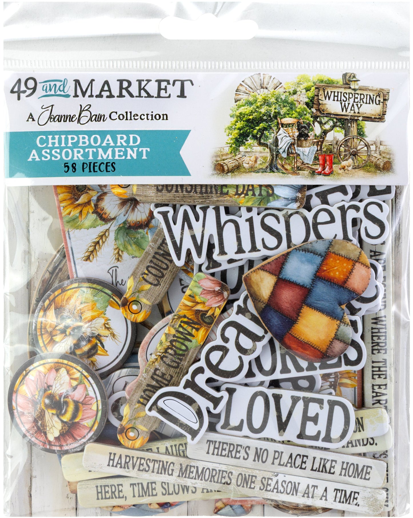 49 & Market Whispering Way Chipboard Assortment