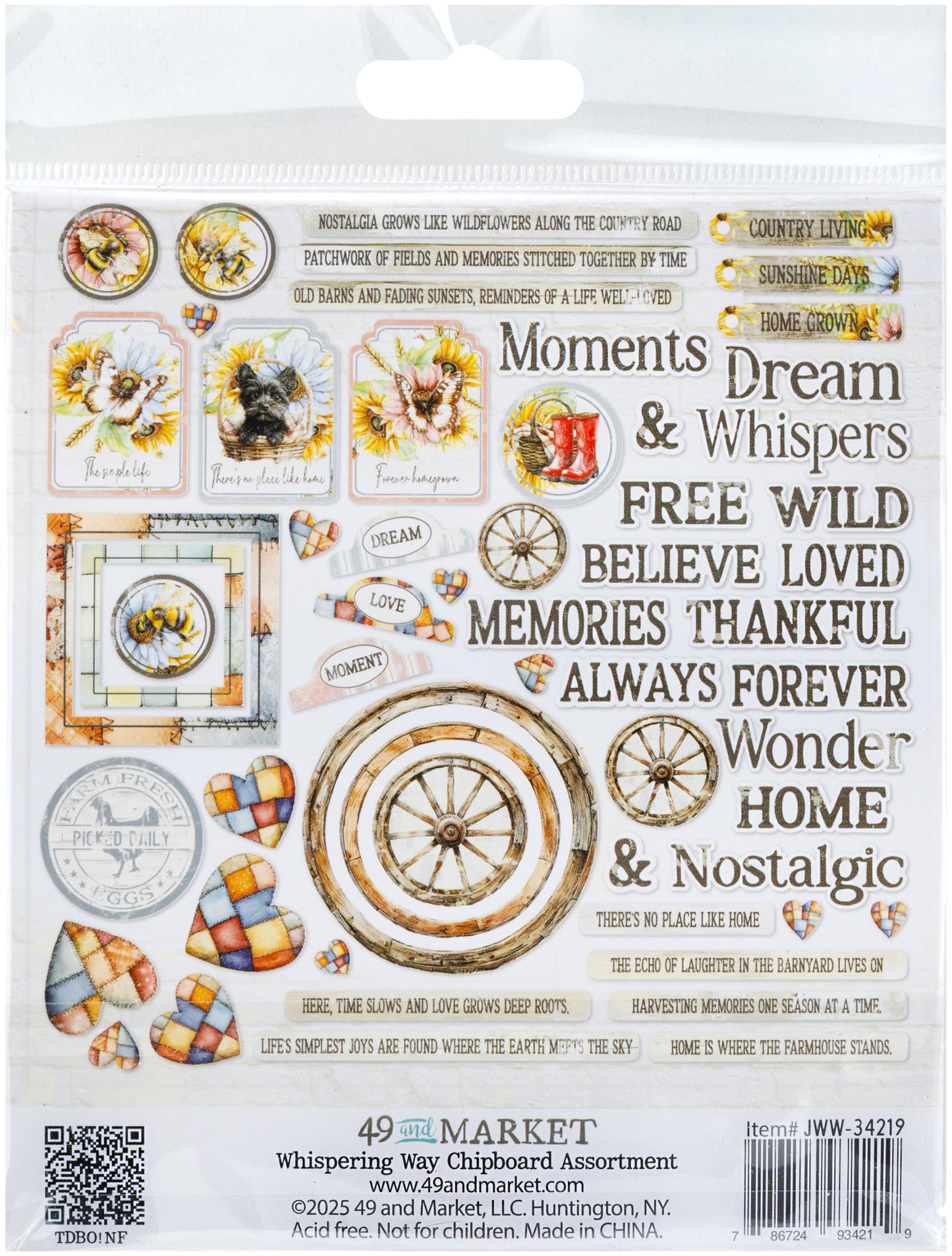 49 & Market Whispering Way Chipboard Assortment