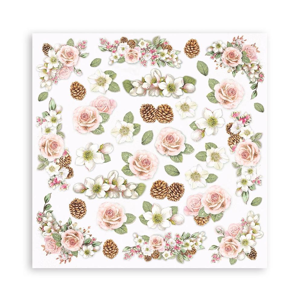 NEW Double Sided Rose White Floral 12 x 12 scrapbook paper craft