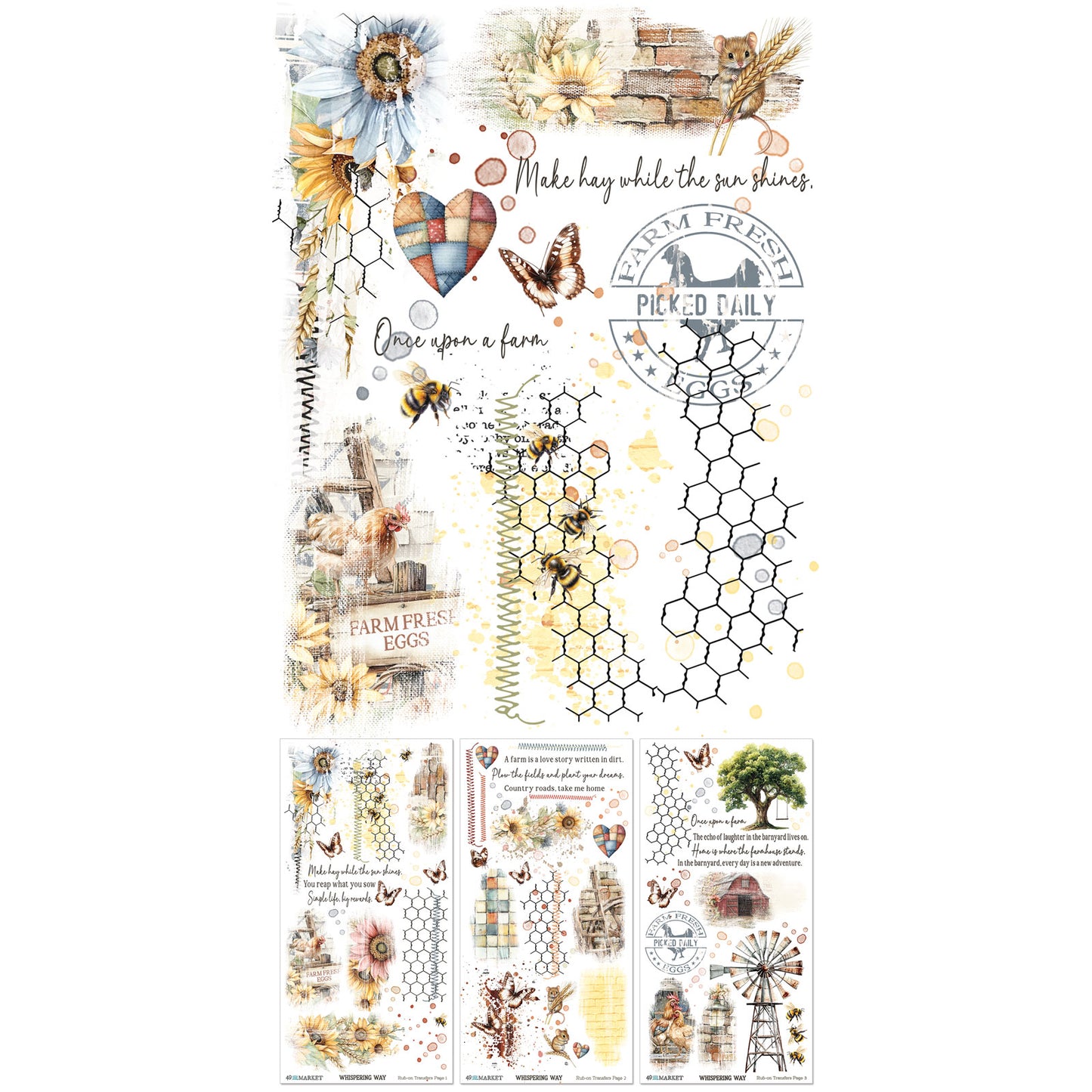 49 & Market Whispering Way Blendable 6 x 12 Rub-On Transfer Set