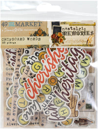 49 & Market Nostalgic Memories Chipboard Words